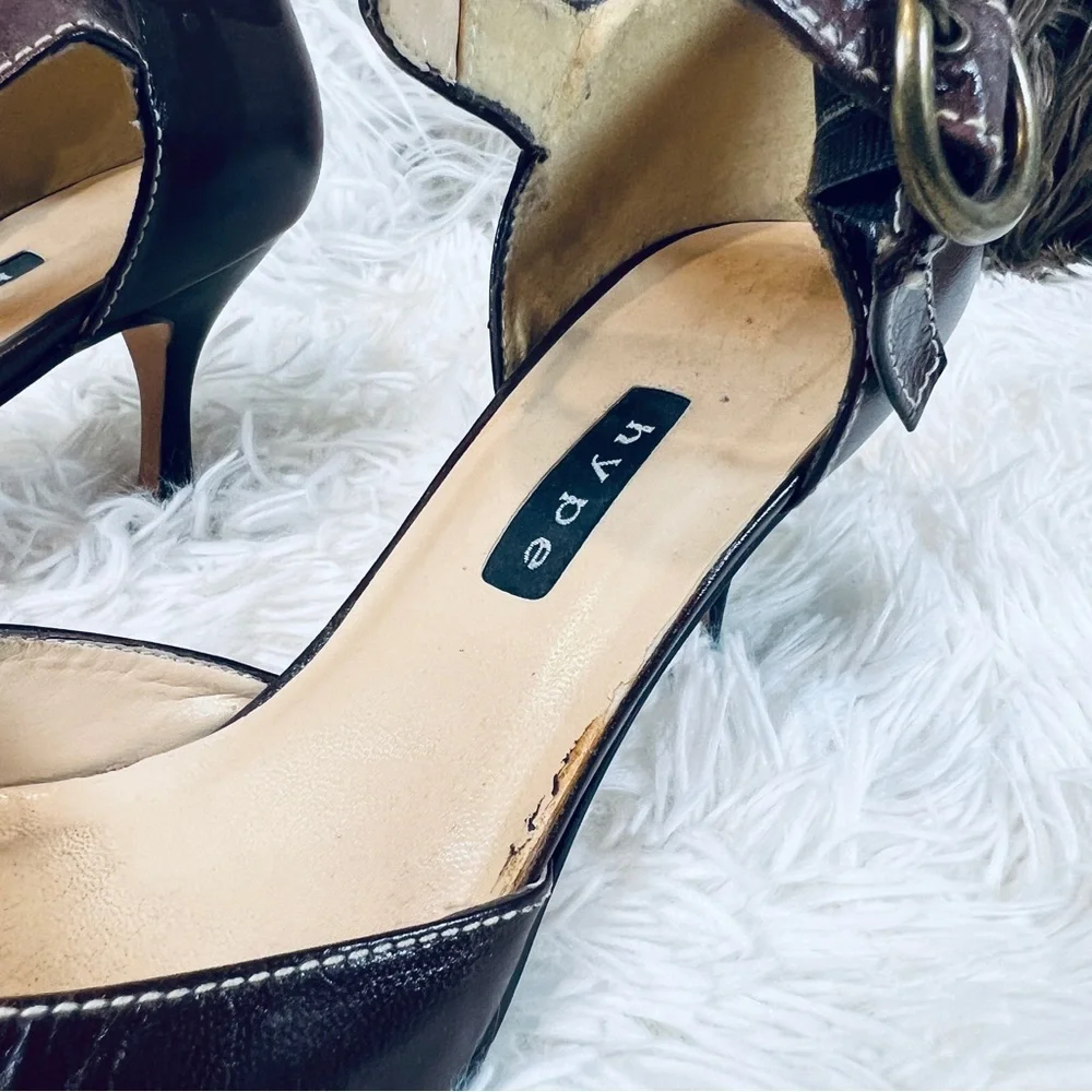 HYPE Brown Leather Mary Jane Heeled Pump Shoes